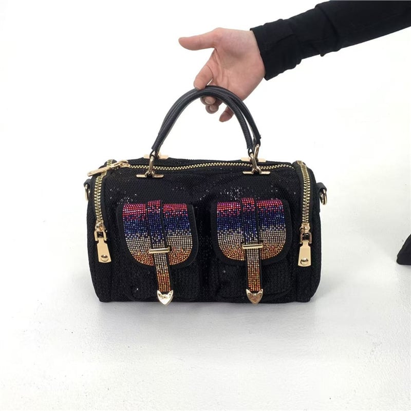 Elegantna ženska torbica preko ramena s kristalnim ukrasom, višestruki džepovi, luksuzna i lagana crossbody torba.