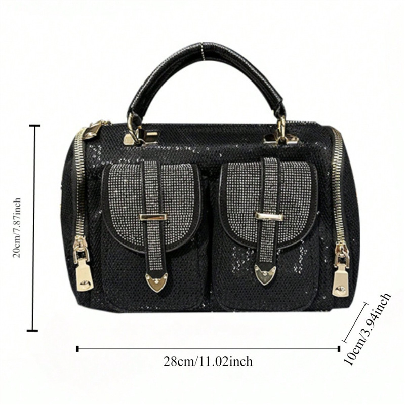 Elegantna ženska torbica preko ramena s kristalnim ukrasom, višestruki džepovi, luksuzna i lagana crossbody torba.