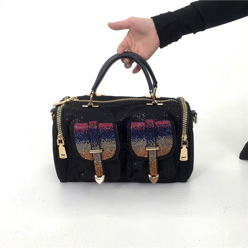 Elegantna ženska torbica preko ramena s kristalnim ukrasom, višestruki džepovi, luksuzna i lagana crossbody torba.