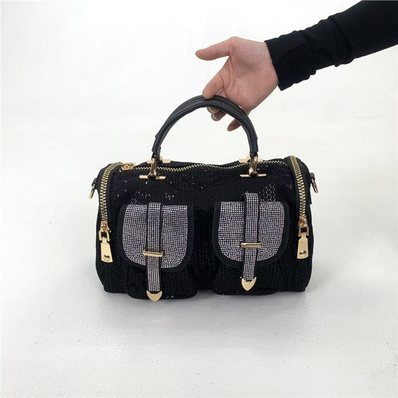 Elegantna ženska torbica preko ramena s kristalnim ukrasom, višestruki džepovi, luksuzna i lagana crossbody torba.