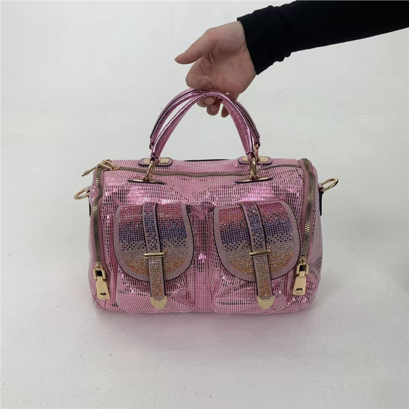 Elegantna ženska torbica preko ramena s kristalnim ukrasom, višestruki džepovi, luksuzna i lagana crossbody torba.