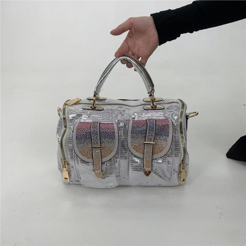 Elegantna ženska torbica preko ramena s kristalnim ukrasom, višestruki džepovi, luksuzna i lagana crossbody torba.