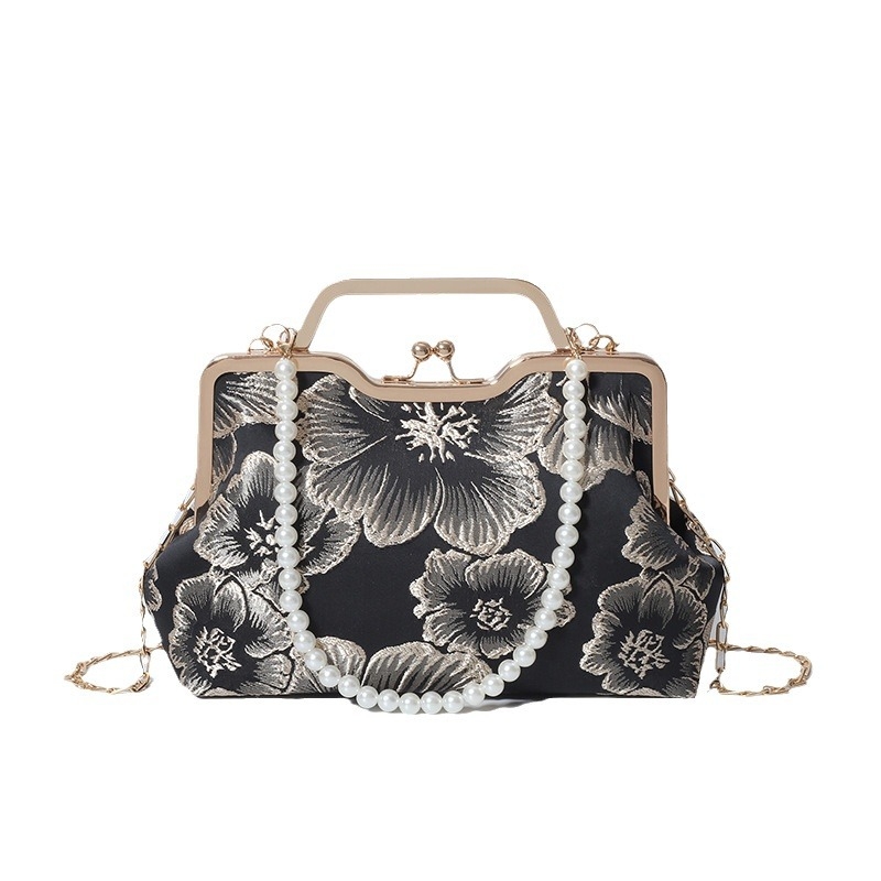 Ženska torbica u Guofeng stilu, inspirirana cheongsamom, s motivom školjke i izvezenim perlama – za ramenu ili crossbody