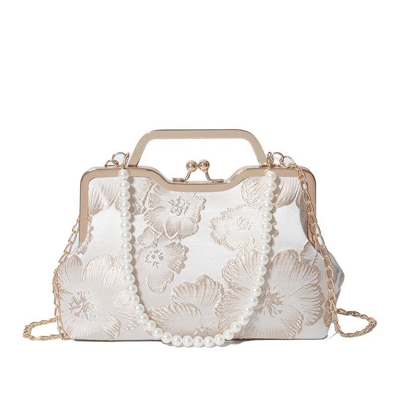 Ženska torbica u Guofeng stilu, inspirirana cheongsamom, s motivom školjke i izvezenim perlama – za ramenu ili crossbody