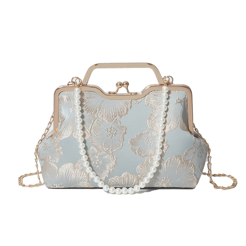 Ženska torbica u Guofeng stilu, inspirirana cheongsamom, s motivom školjke i izvezenim perlama – za ramenu ili crossbody