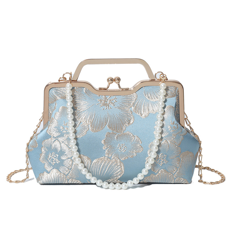 Ženska torbica u Guofeng stilu, inspirirana cheongsamom, s motivom školjke i izvezenim perlama – za ramenu ili crossbody