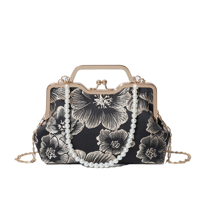 Ženska torbica u Guofeng stilu, inspirirana cheongsamom, s motivom školjke i izvezenim perlama – za ramenu ili crossbody