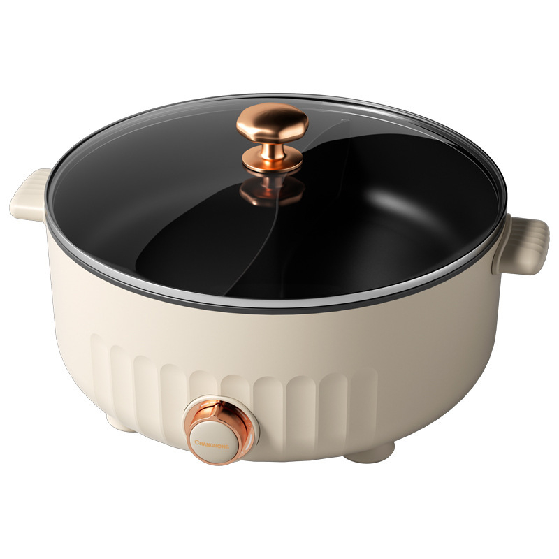 Oală electrică duală cu două compartimente, 110V, standard american, pentru uz casnic, multifuncțională, antiaderent, capacitate 5–6 L