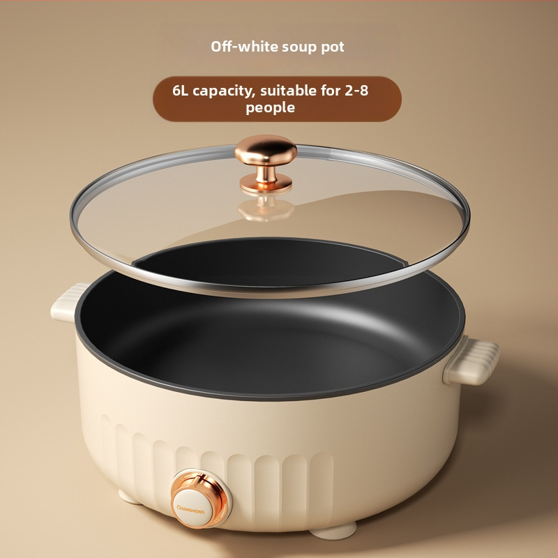 Oală electrică duală cu două compartimente, 110V, standard american, pentru uz casnic, multifuncțională, antiaderent, capacitate 5–6 L