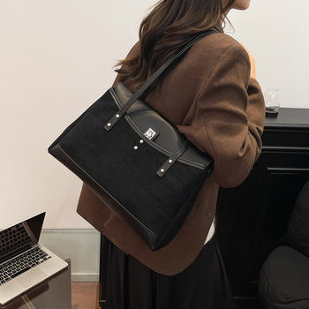 Retro velika tote torba za svakodnevnu upotrebu, svestrana preko ramena s patchwork dizajnom
