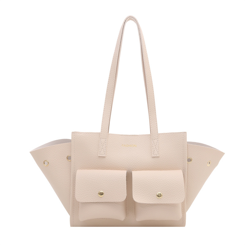 Ženska tote torba od umjetne kože s dizajnom krila, velik kapacitet, retro dumpling stil, za svakodnevnu upotrebu