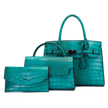 PU kožna ženska torbica trodijelni set s uzorkom krokodila — crossbody, ramena i ručna torba, srednja veličina, veliki kapacitet