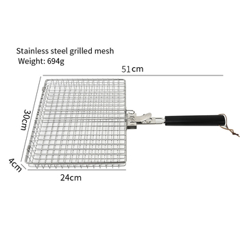 Set grill din oțel inoxidabil cu clești pentru carne și pește, clești pentru legume, frigărui, pensulă de ulei și grilă