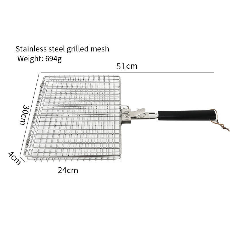 Set grill din oțel inoxidabil cu clești pentru carne și pește, clești pentru legume, frigărui, pensulă de ulei și grilă