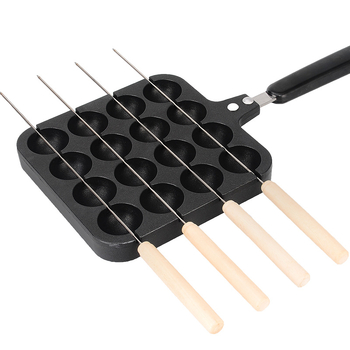 Tigaie Takoyaki pe gaz pentru uz casnic – suprafață antiaderentă, formă pentru ouă de prepeliță, furculiță inclusă
