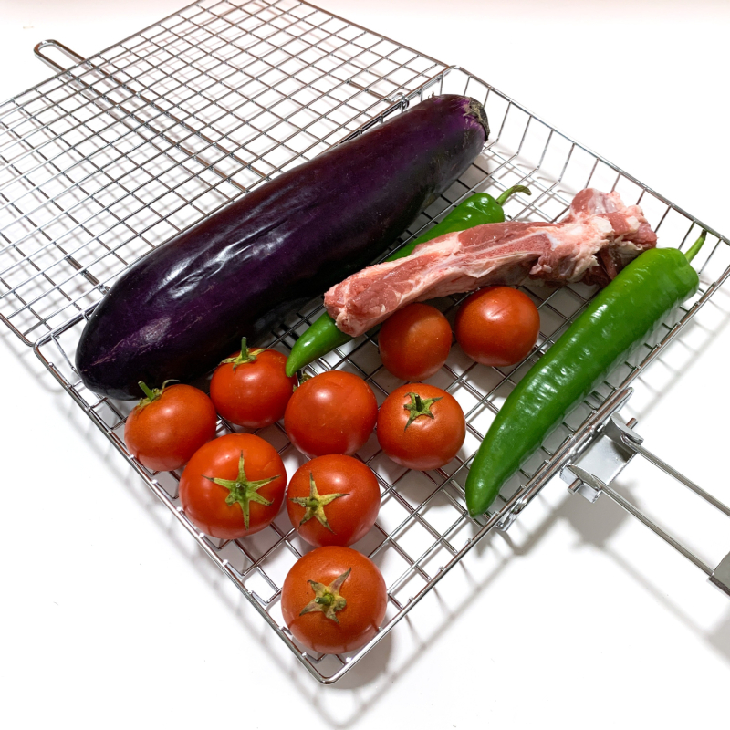 Set de unelte BBQ exterior, 54 de piese, cu grătar pliabil din oțel inoxidabil pentru gătit pește și pui