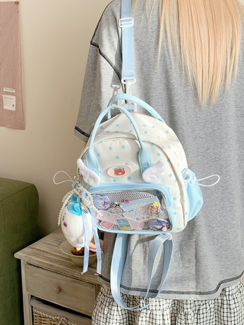 Prozirni slojeviti ruksak za djevojke, lagan za putovanje, mini crossbody torbica s motivom krila