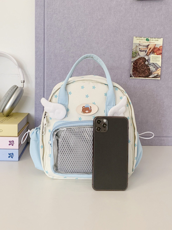 Prozirni slojeviti ruksak za djevojke, lagan za putovanje, mini crossbody torbica s motivom krila