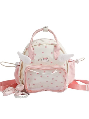 Prozirni slojeviti ruksak za djevojke, lagan za putovanje, mini crossbody torbica s motivom krila