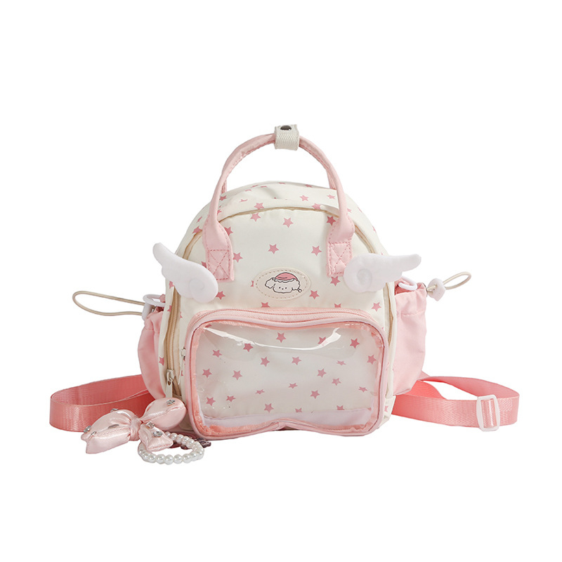Prozirni slojeviti ruksak za djevojke, lagan za putovanje, mini crossbody torbica s motivom krila