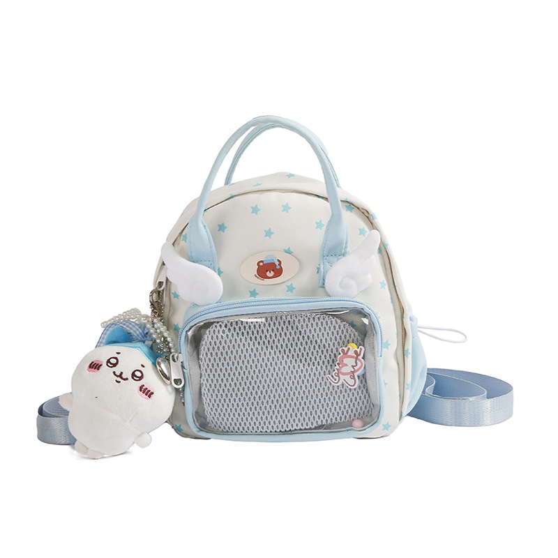 Prozirni slojeviti ruksak za djevojke, lagan za putovanje, mini crossbody torbica s motivom krila