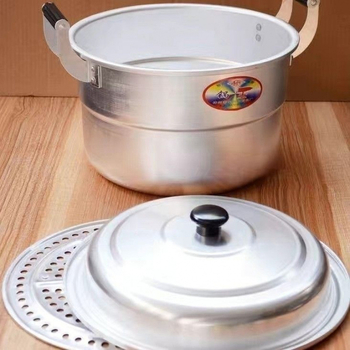 Oală dublu nivel din aluminiu pentru abur, stil vechi, capacitate mare pentru supe, compatibilă cu aragaz pe gaz