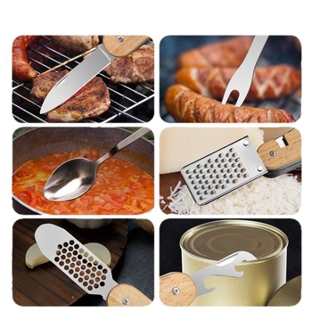 Set de tacâmuri din oțel inoxidabil, pliabil – cuțit, furculiță și lingură, pentru picnic, camping și călătorii