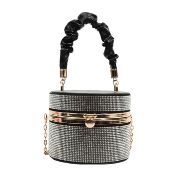 Nova 2025 moda: torba rhinestones box, mala okrugla večernja torba s plisiranim detaljima, ručka i remen za crossbody, europska i američka moda