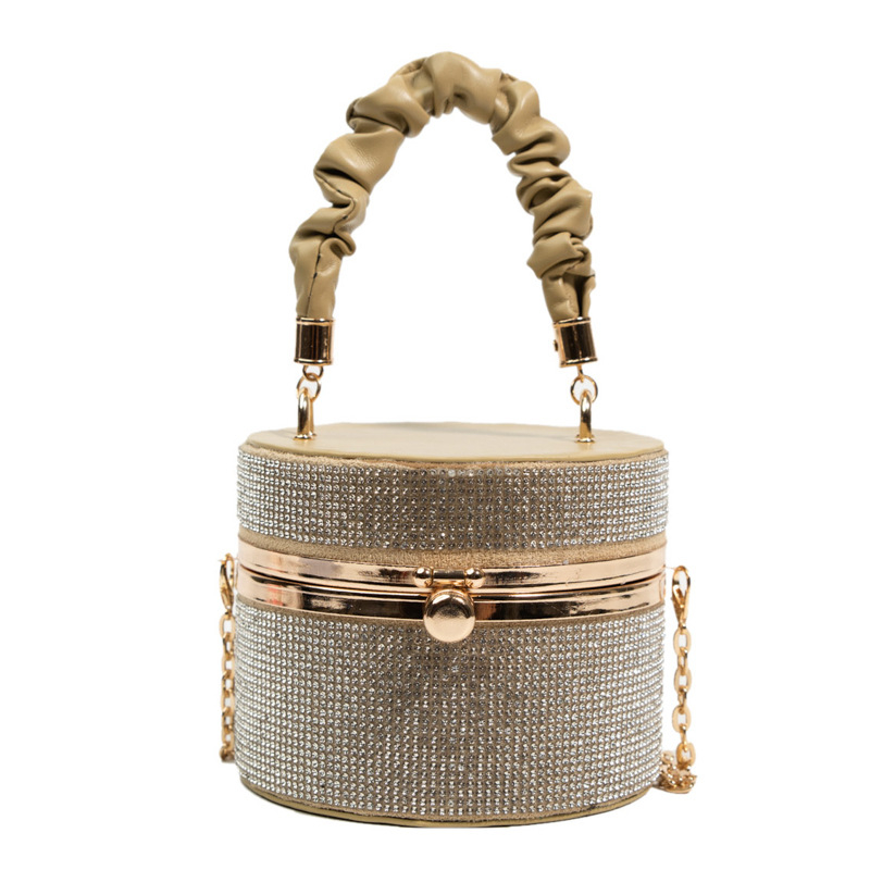 Nova 2025 moda: torba rhinestones box, mala okrugla večernja torba s plisiranim detaljima, ručka i remen za crossbody, europska i američka moda