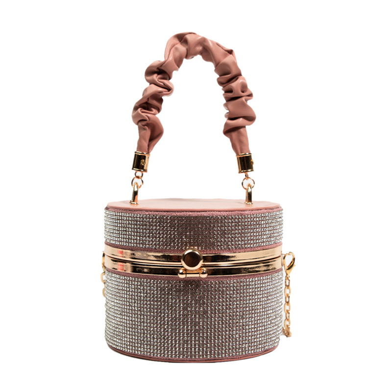 Nova 2025 moda: torba rhinestones box, mala okrugla večernja torba s plisiranim detaljima, ručka i remen za crossbody, europska i američka moda