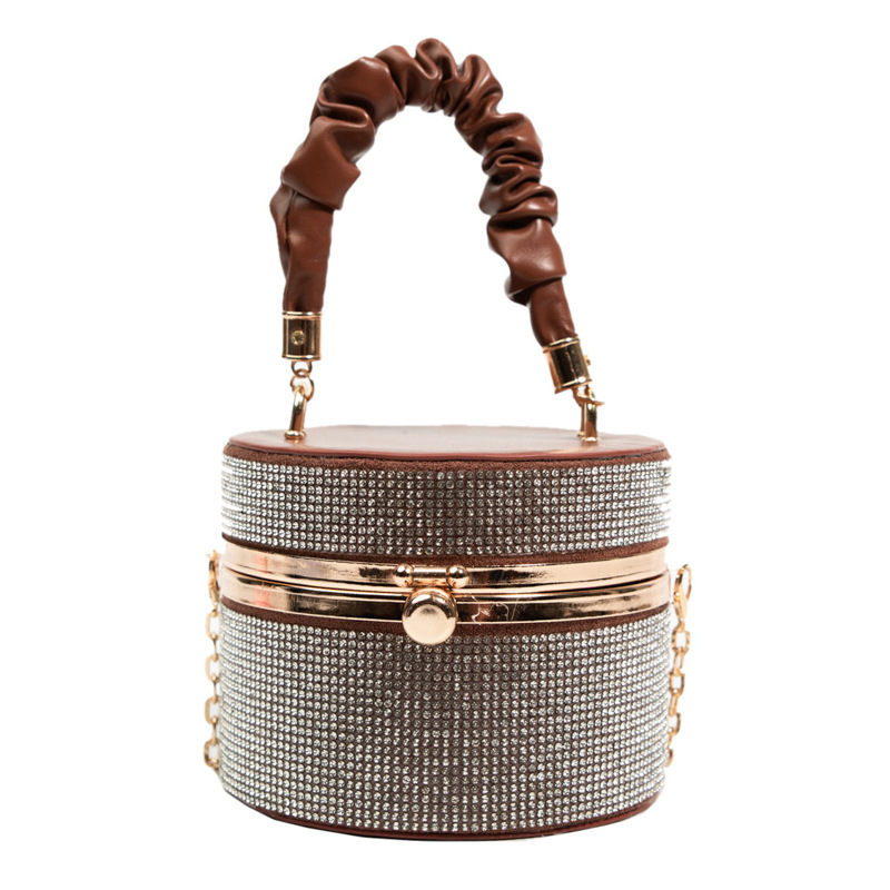 Nova 2025 moda: torba rhinestones box, mala okrugla večernja torba s plisiranim detaljima, ručka i remen za crossbody, europska i američka moda