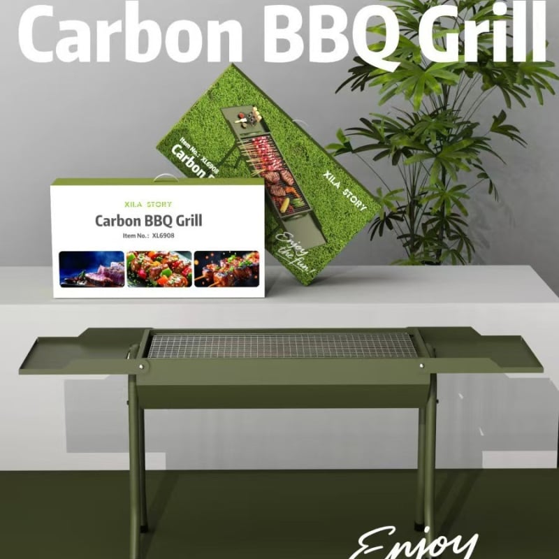 Masă pliabilă de grătar cu grill din fontă, arcuită, pentru camping în aer liber și prepararea ceaiului, multifuncțional