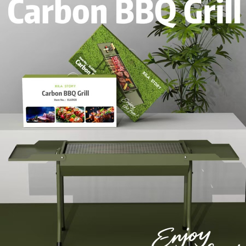Masă pliabilă de grătar cu grill din fontă, arcuită, pentru camping în aer liber și prepararea ceaiului, multifuncțional