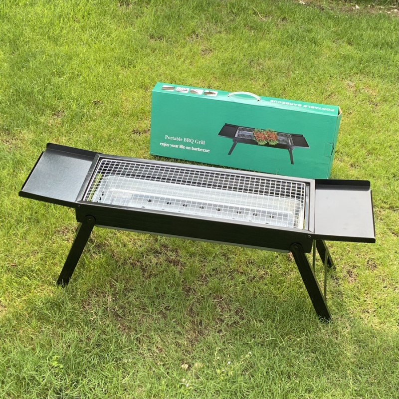 Masă pliabilă de grătar cu grill din fontă, arcuită, pentru camping în aer liber și prepararea ceaiului, multifuncțional