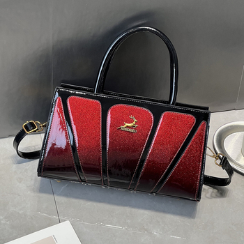 Ženska torba u retro euro-američkom stilu, novi model 2025., lakirana površina s panelnim šivanjem, velika torba za rame i crossbody