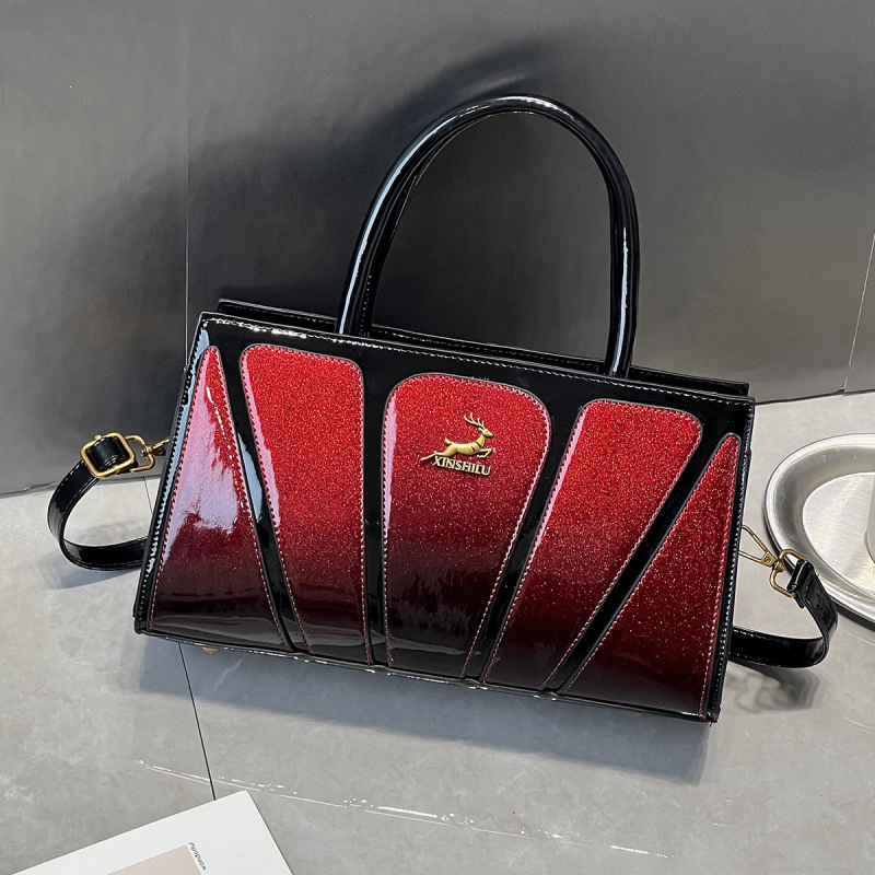 Ženska torba u retro euro-američkom stilu, novi model 2025., lakirana površina s panelnim šivanjem, velika torba za rame i crossbody