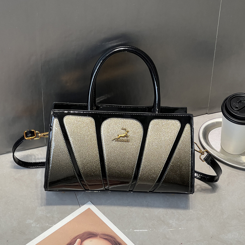 Ženska torba u retro euro-američkom stilu, novi model 2025., lakirana površina s panelnim šivanjem, velika torba za rame i crossbody