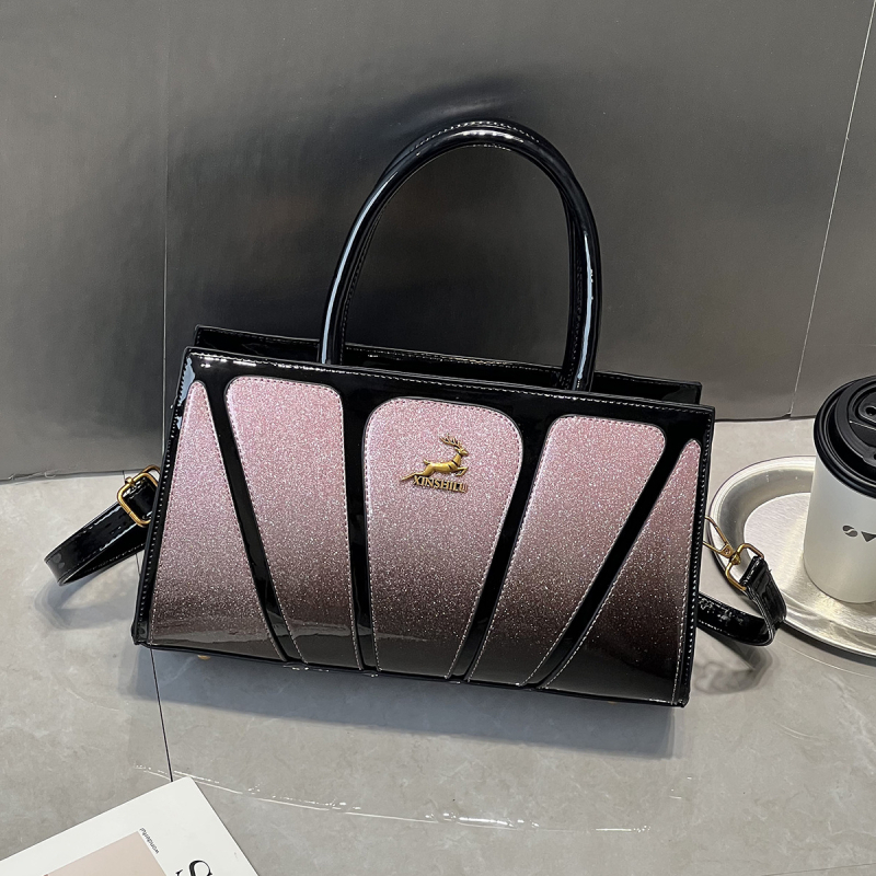 Ženska torba u retro euro-američkom stilu, novi model 2025., lakirana površina s panelnim šivanjem, velika torba za rame i crossbody