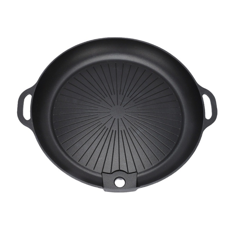 Tigaie grill pentru aragaz în stil coreean, portabilă, cu acoperire Maifanite, antiaderent, rotundă