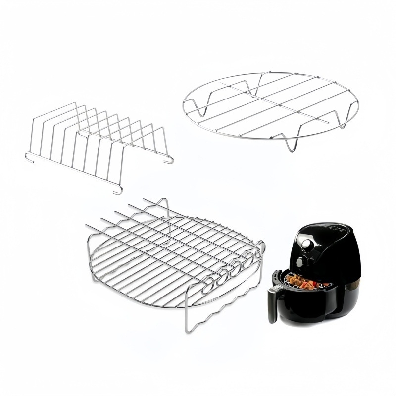 Rack certificat FCM pentru grill cu aer, disc circular, raft din trei niveluri pentru toast și abur, din oțel inoxidabil, șauri cu două niveluri