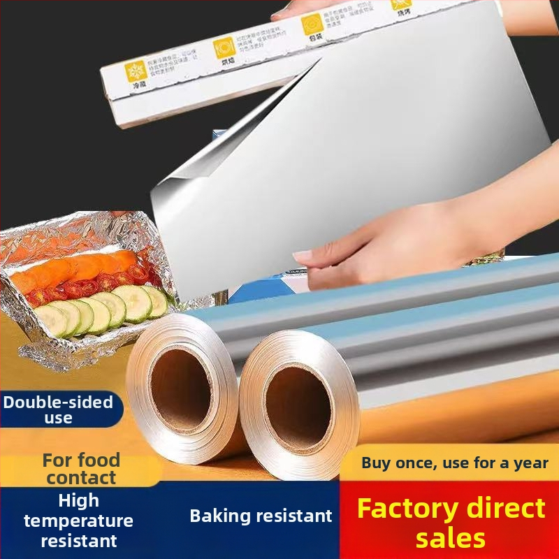Folie de aluminiu alimentară pentru cuptor și grătar, rolă mare, pentru gătit pui, midii și pește