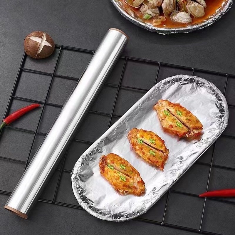 Folie de aluminiu alimentară pentru cuptor și grătar, rolă mare, pentru gătit pui, midii și pește