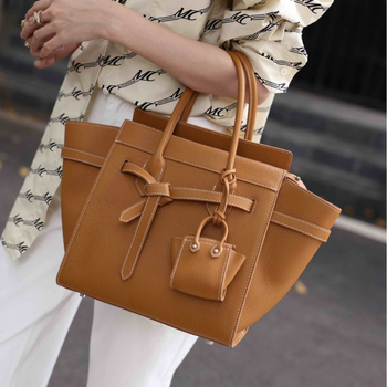Crossbody torba od kože prvog sloja s motivom osmijeha, velika kapaciteta, košasti dizajn, s jednom naramenicom