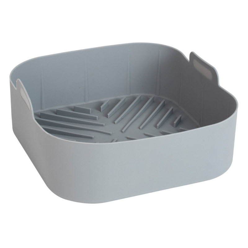 Tavă pătrată pentru air fryer cu vas din silicon și covoraș grill