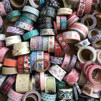 Bandă Washi pentru planificare — aproximativ 50 role, bandă lată de hârtie, autocolante decorative drăguțe
