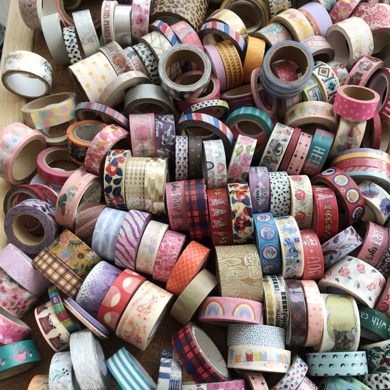 Bandă Washi pentru planificare — aproximativ 50 role, bandă lată de hârtie, autocolante decorative drăguțe