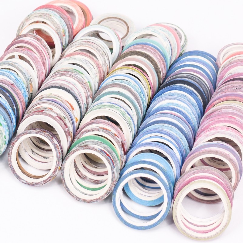 Bandă Washi pentru planificare — aproximativ 50 role, bandă lată de hârtie, autocolante decorative drăguțe