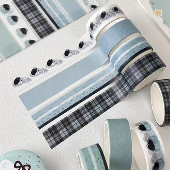 Bandă originală Washi cu model carouri, stil coreean, decor minimalist pentru jurnal, DIY