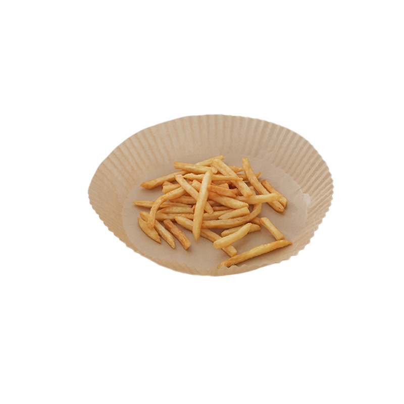 Tavă rotundă din hârtie pentru air fryer, hârtie de copt rezistentă la temperaturi înalte, absorbantă de ulei, cu acoperire din silicon