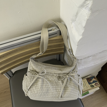 Ženska torba Cloud s kariranim uzorkom, šnuro i plisom, velika zapremina, ruksak ili crossbody